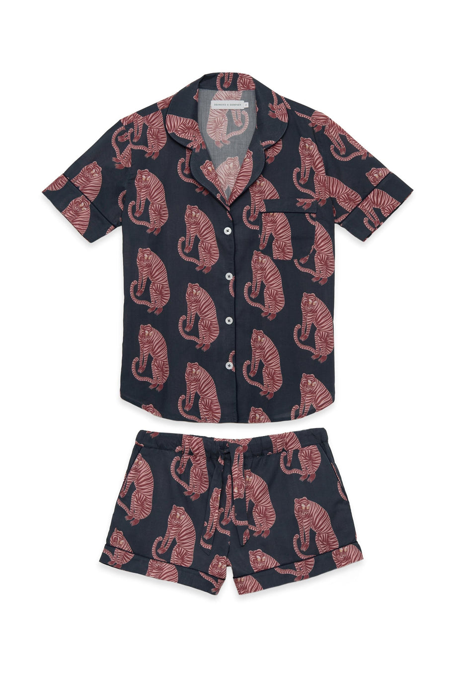 Short Pyjama Set Sansindo Tiger Print Navy/Pink