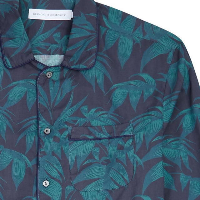 Men’s Pyjama Shirt Byron Tropical Print Navy/Green