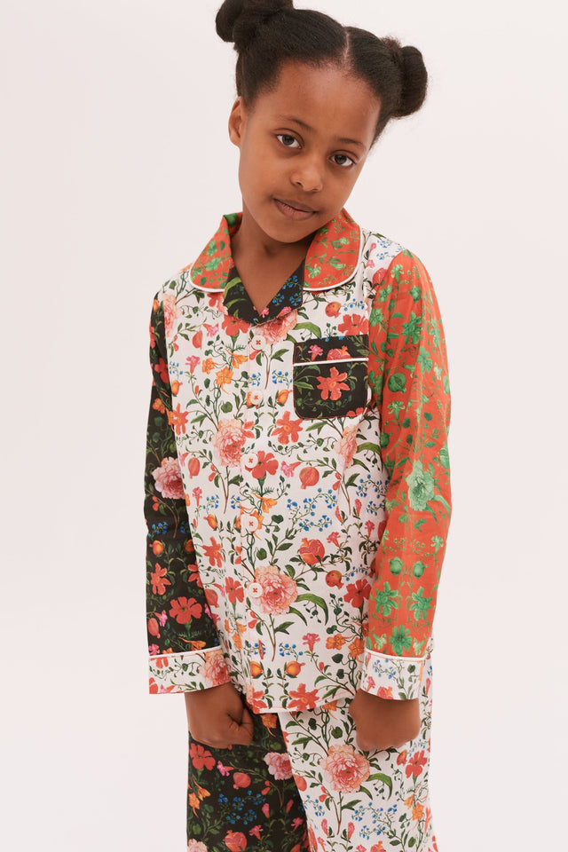Kids' Long Pyjama Set Persephone Floral Print Patchwork