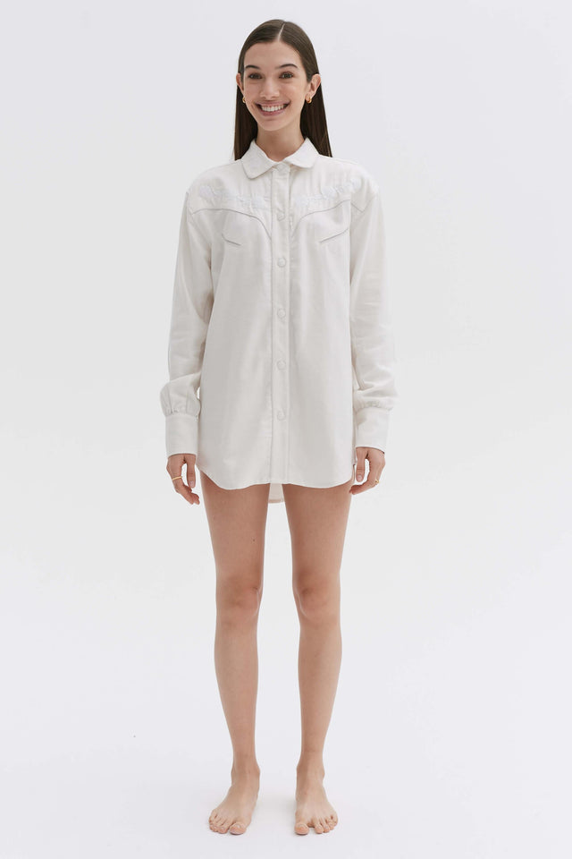 The Ranch Lounge Shirt Brushed Twill Cream