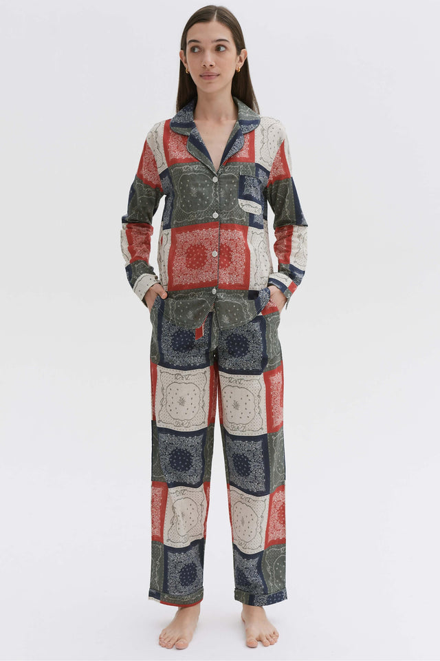 Long Pyjama Set Bandana Patchwork Print Multi