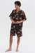 Men’s Cuban Pyjama Set Wild Icons Print Navy/Sunset