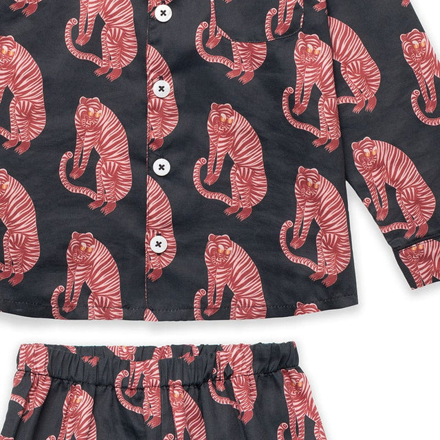 Kids’ Long Pyjama Set Sansindo Tiger Print Navy/Pink