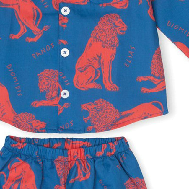 Kids’ Long Pyjama Set Circe Lion Print Blue/Red