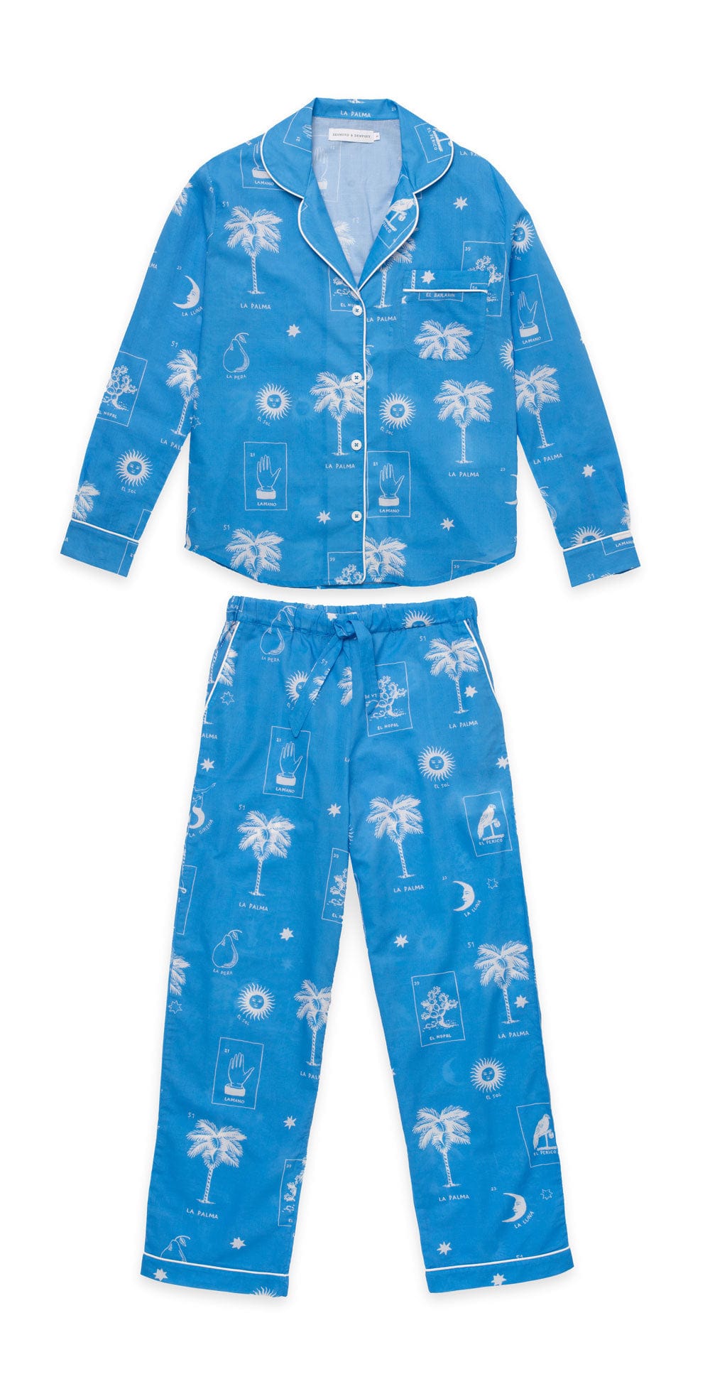 Long Pyjama Set La Loteria Print Blue/Cream