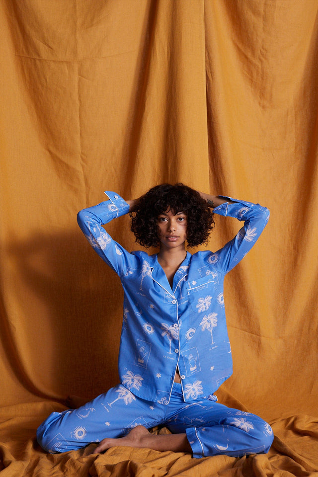 Long Pyjama Set La Loteria Print Blue/Cream