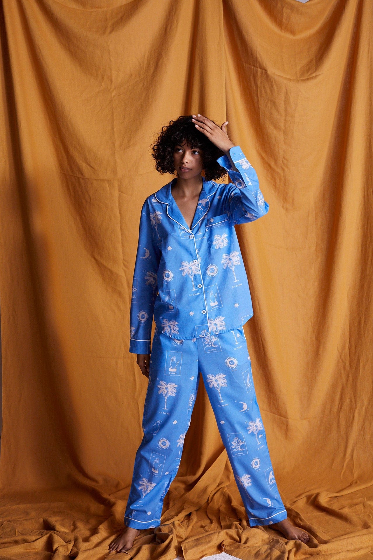 Long Pyjama Set La Loteria Print Blue/Cream