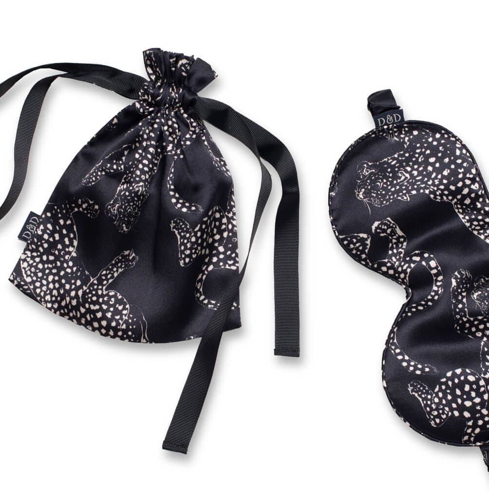 Silk Eye Mask Jag Print Navy