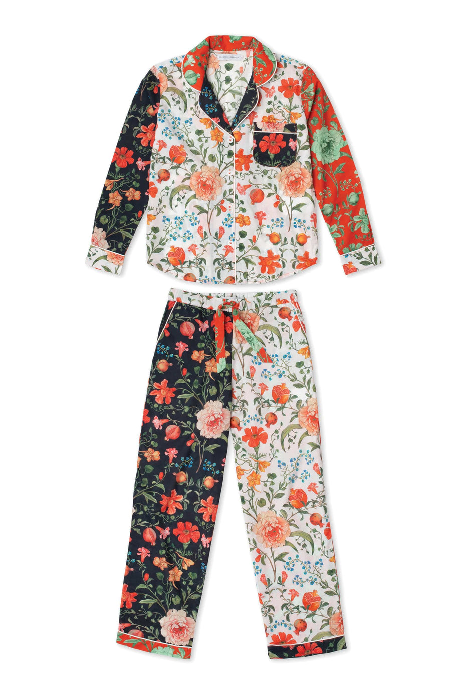 Long Pyjama Set Persephone Floral Print Patchwork
