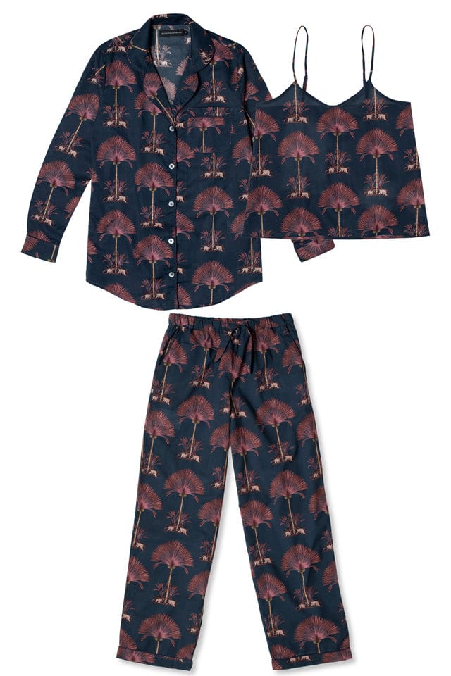 Long Pyjama and Cami Top Set Ravenala Print Navy