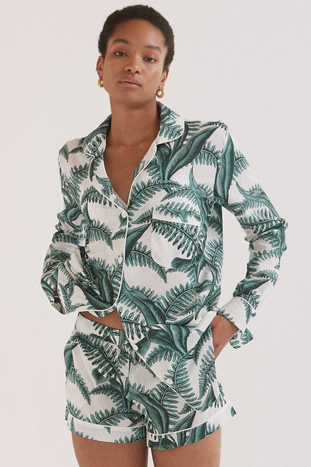 Signature Pyjama Set The Fern Print White/Green