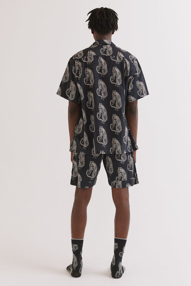 Men’s Cuban Pyjama Set Tiger Print Black/Cream