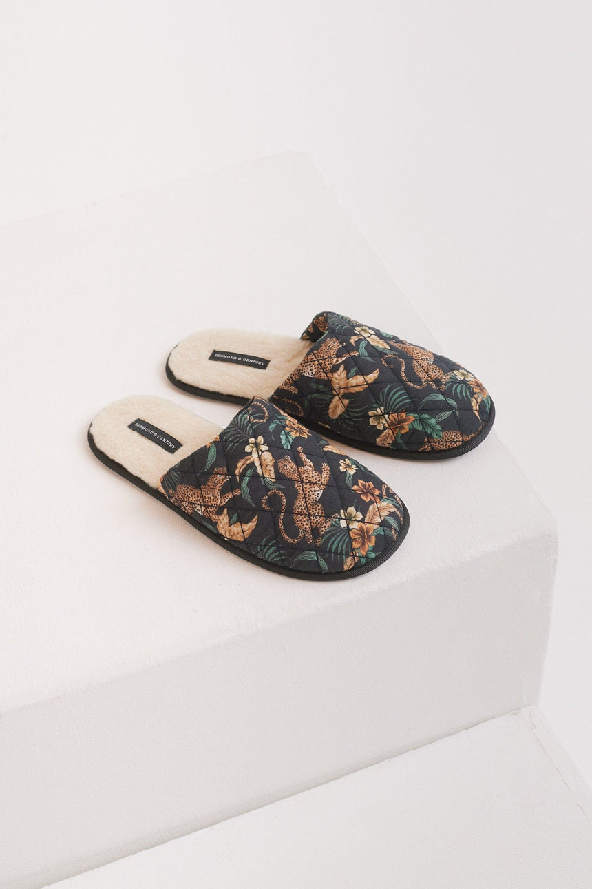 Men's Slippers Soleia Leopard Print Black/Yellow