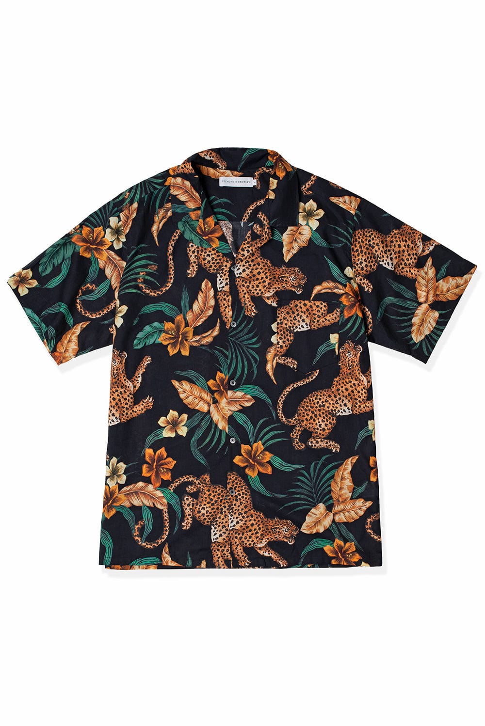 Men’s Cuban Pyjama Shirt Soleia Print Black/Yellow