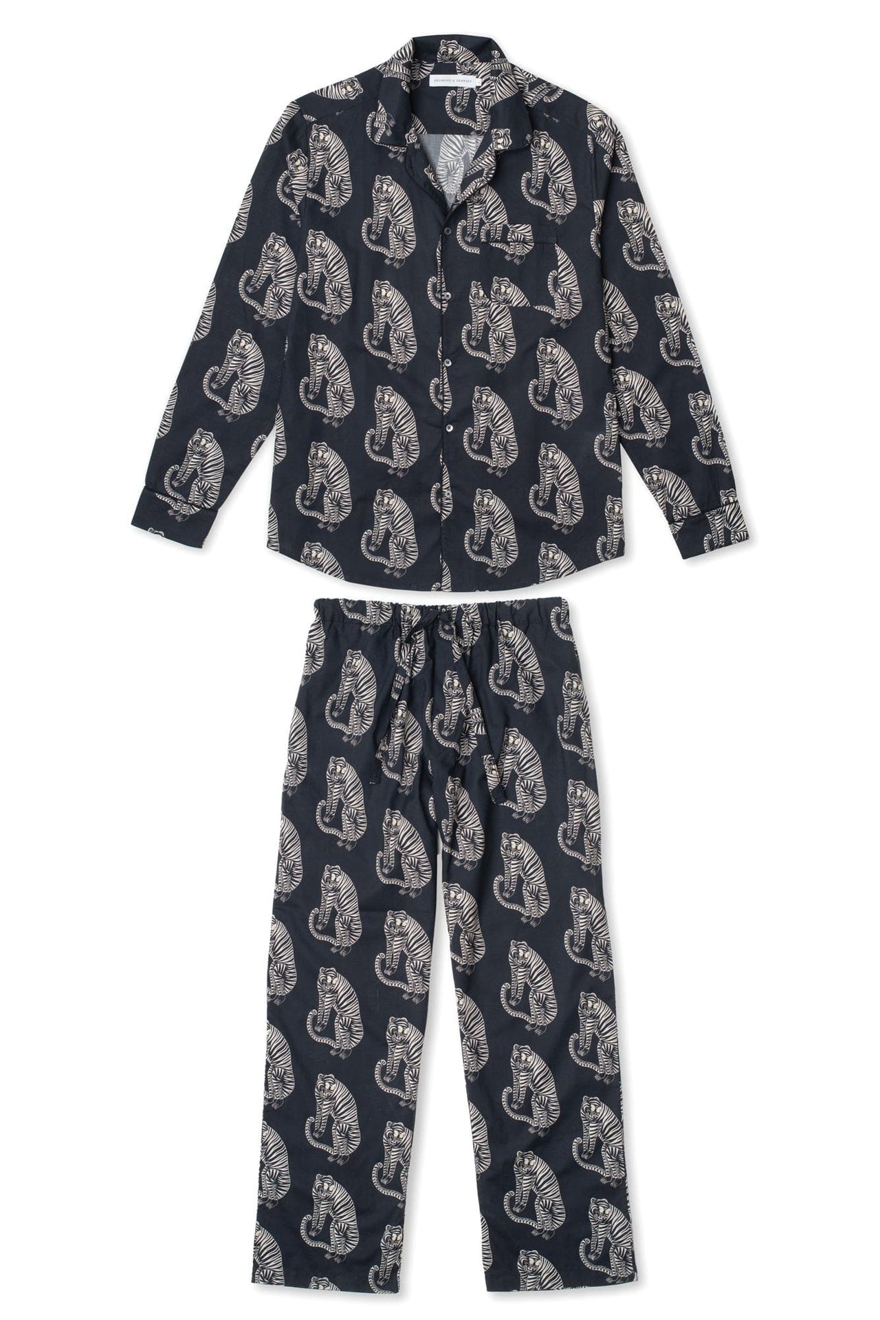 Men’s Long Pyjama Set Sansindo Tiger Print Black/Cream