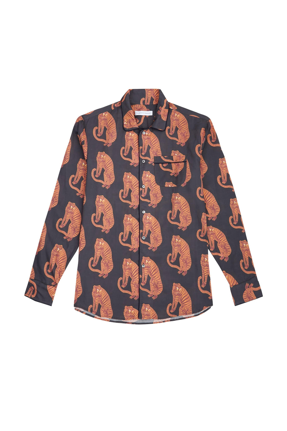 Men’s Pyjama Shirt Sansindo Tiger Print Black/Orange