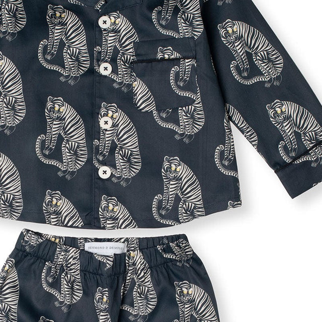 Kids' Long Pyjama Set Sansindo Tiger Print Black/Cream