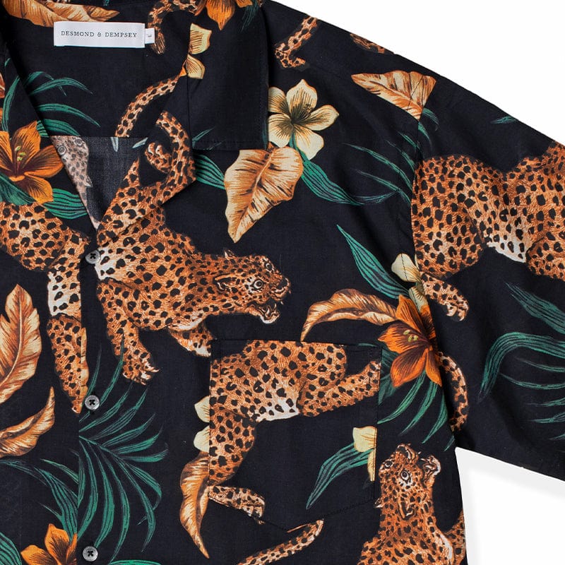 Men’s Cuban Pyjama Shirt Soleia Print Black/Yellow
