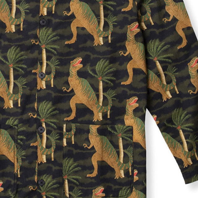 Men’s Pocket Pyjama Set T. Rex Print Black/Cargo Green