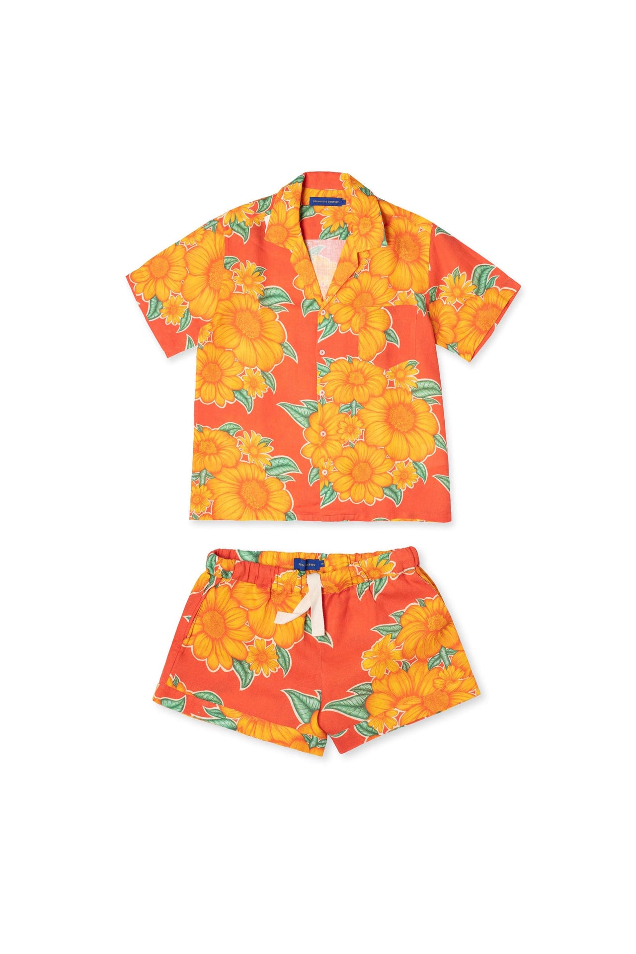 Cuban Pyjama Set Tithonia Print Orange