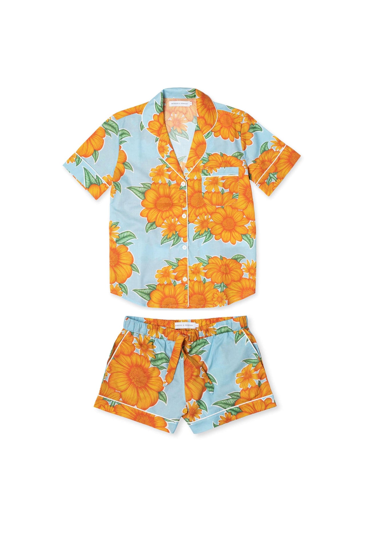 Short Pyjama Set Tithonia Print Powder Blue