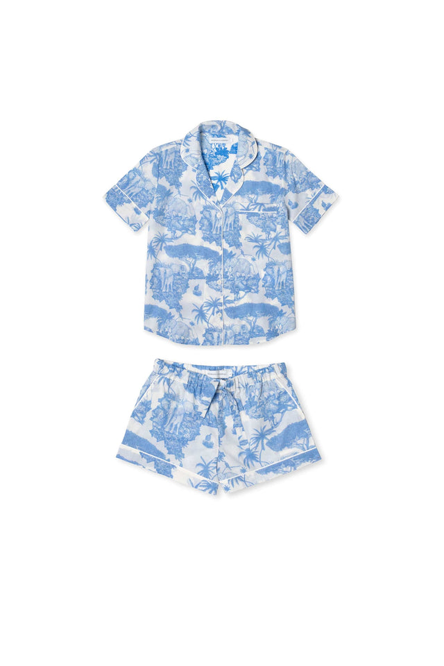 Short Pyjama Set Loxodonta Print Blue