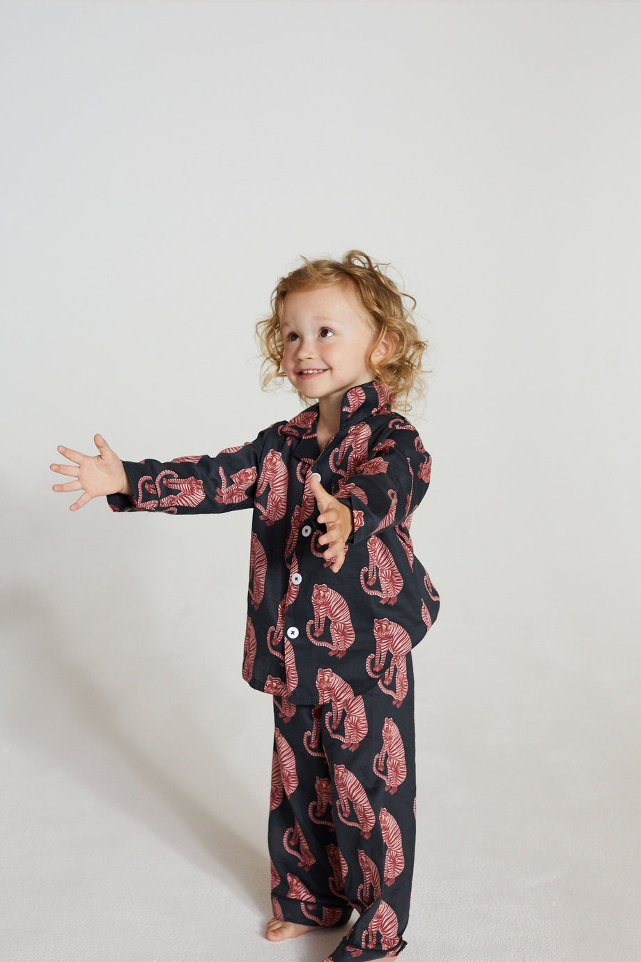 Kids’ Long Pyjama Set Sansindo Tiger Print Navy/Pink