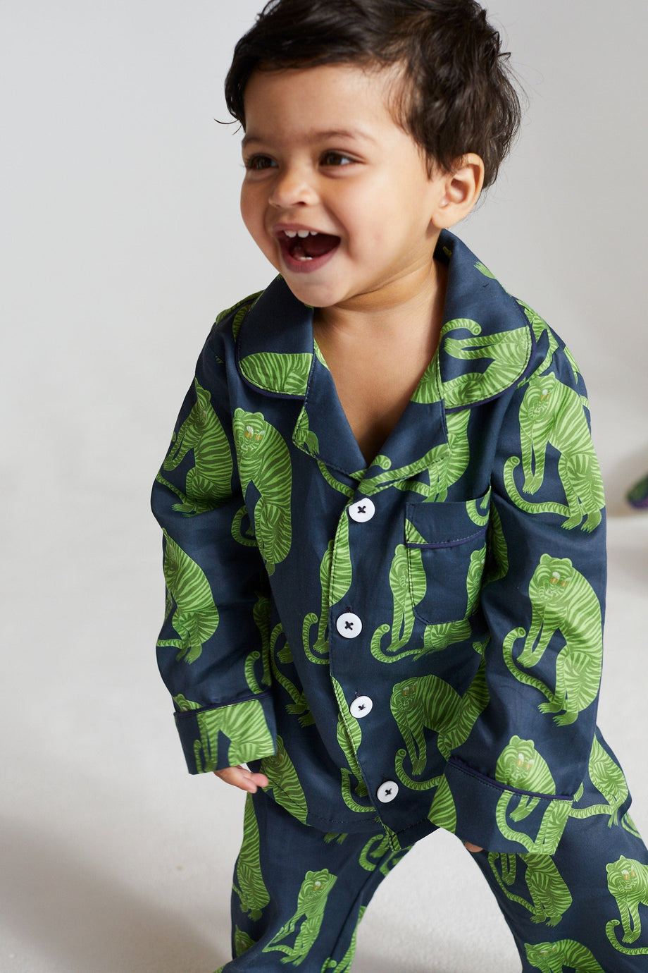 Kids’ Long Pyjama Set Sansindo Tiger Print Black/Green