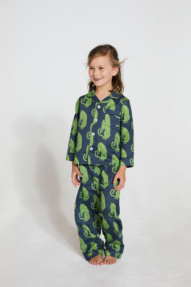 Kids’ Long Pyjama Set Sansindo Tiger Print Black/Green